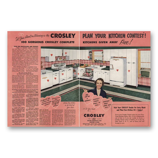 1953 Crosley Plan Your Kitchen Contest Vintage Magazine Print Ad