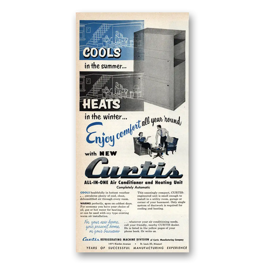 1953 Curtis Air Conditioner All In One Air Conditioner and Heating Unit Vintage Magazine Print Ad