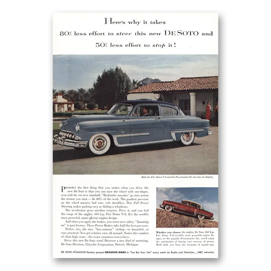 1953 DeSoto Fire Dome V 8 Powermaster Six Vintage Magazine Print Ad