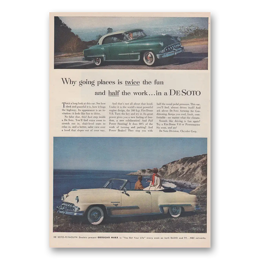 1953 DeSoto Going Places Is Twice the Fun Vintage Magazine Print Ad