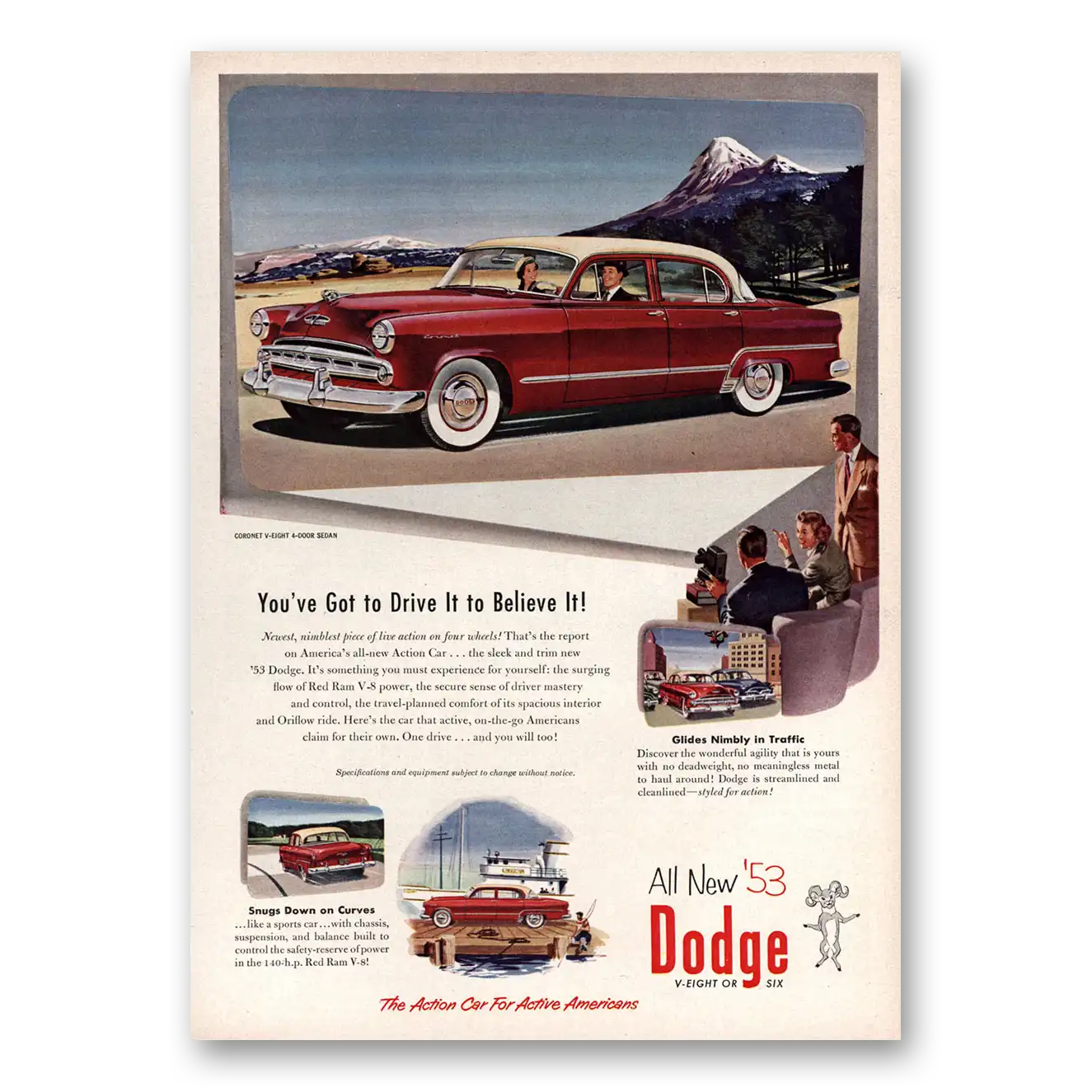 1953 Dodge Coronet You’ve Got To Drive It to Believe It Vintage Magazine Print Ad