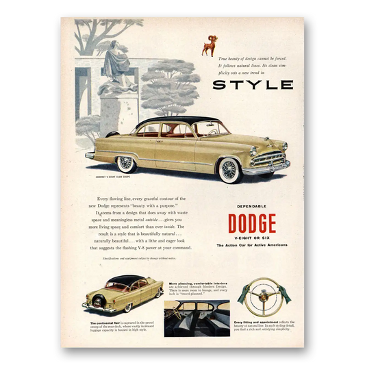 1953 Dodge Coronet True Beauty of Design Style Vintage Magazine Print Ad