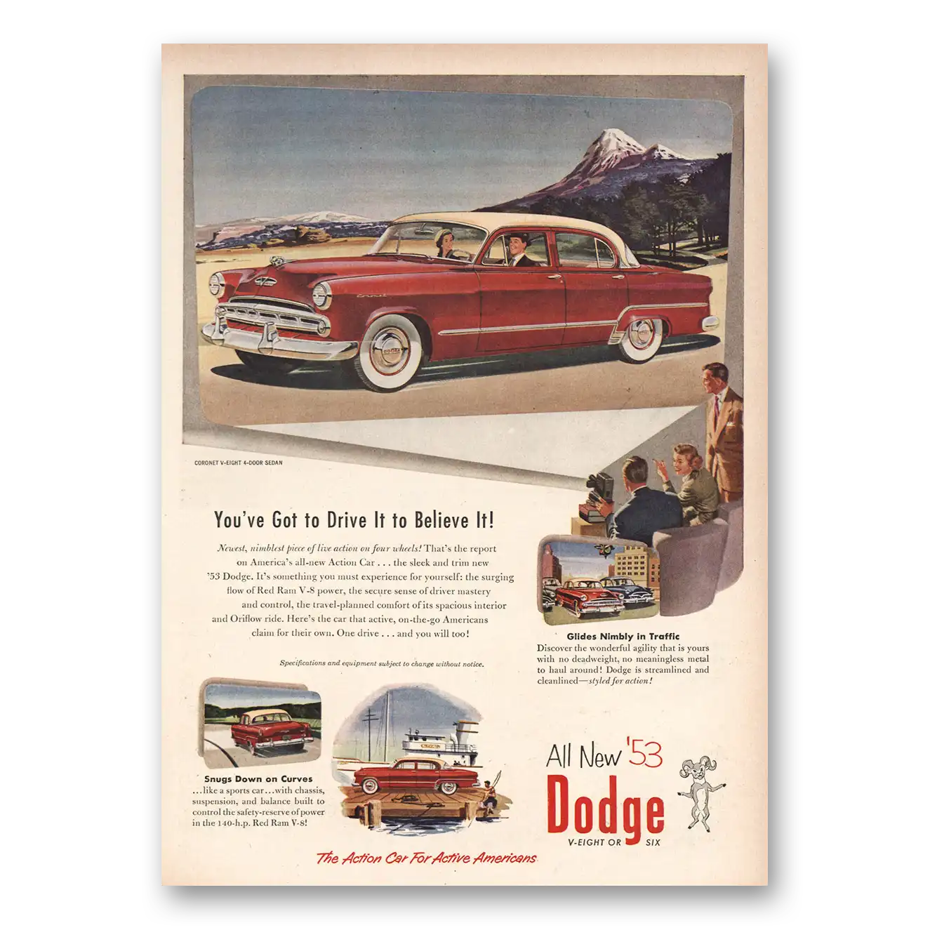 1953 Dodge Coronet Got to Drive It To Believe It Vintage Magazine Print Ad