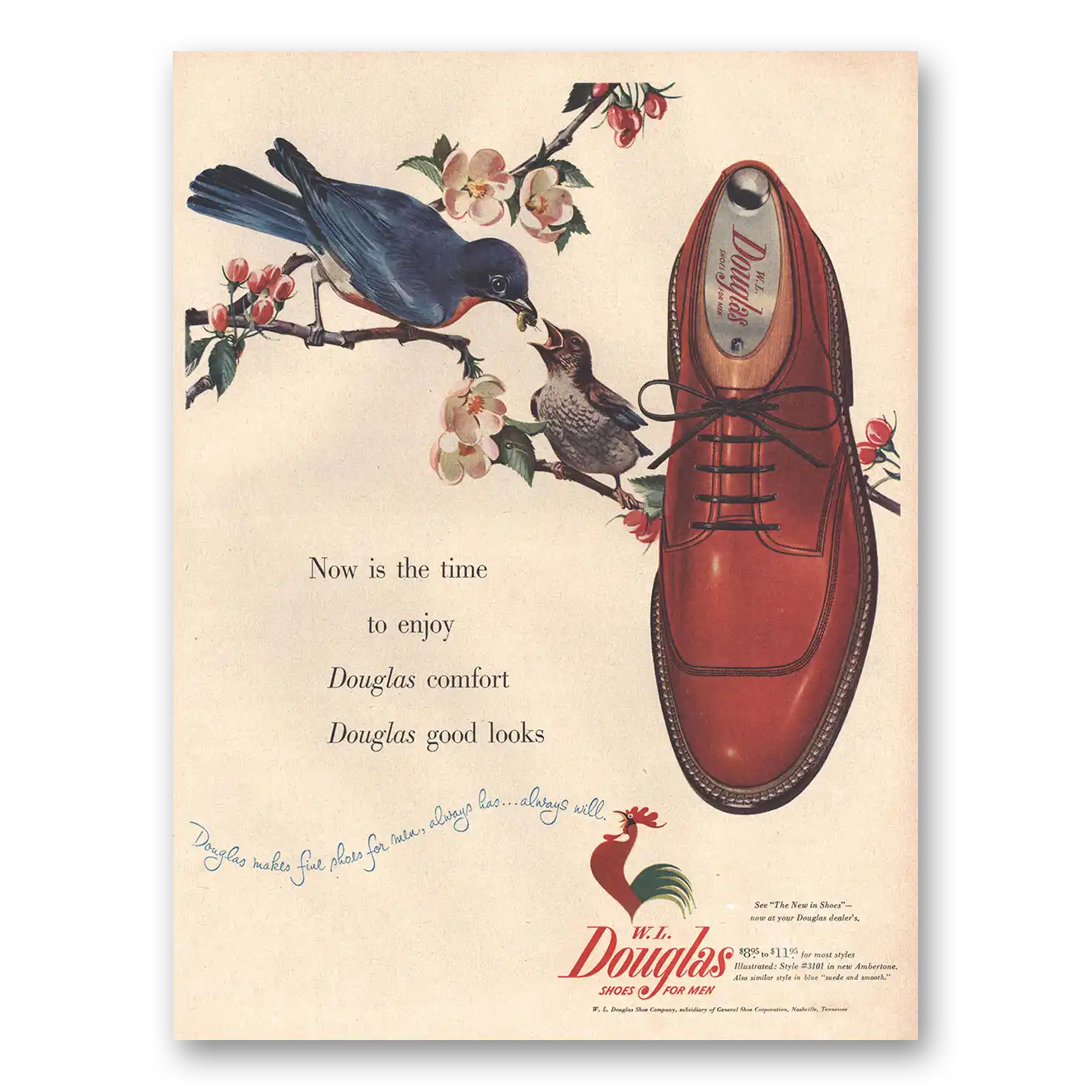 1953 Douglas Shoes Now Is the Time to Enjoy Vintage Magazine Print Ad