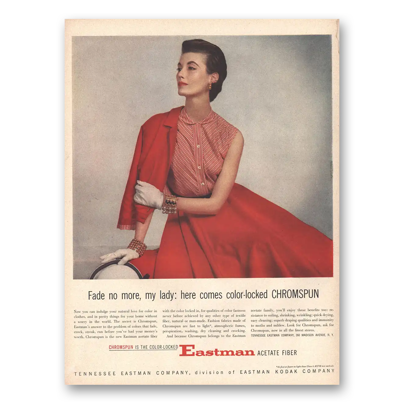 1953 Tennessee Eastman Fade No More My Lady Vintage Magazine Print Ad