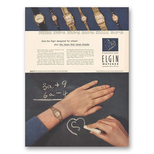 1953 Elgin Watch Designed for School Vintage Magazine Print Ad