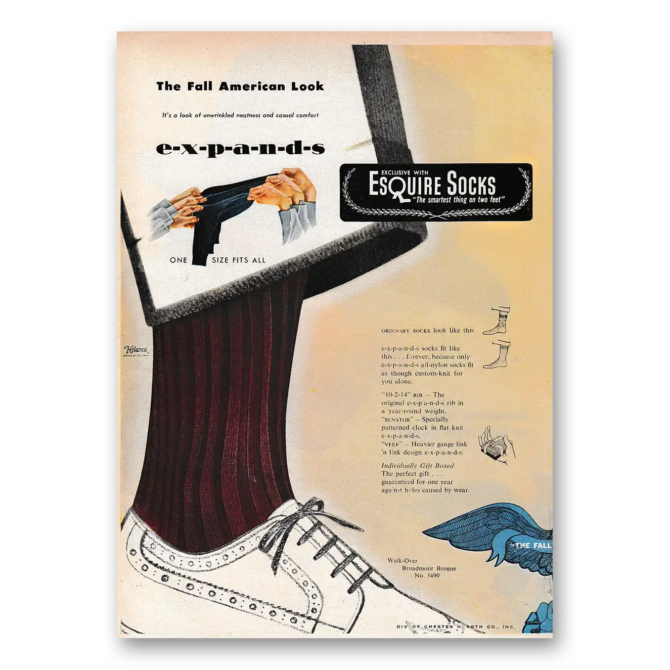 1953 Esquire Socks Fall American Look Expands Vintage Magazine Print Ad