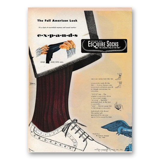 1953 Esquire Socks Fall American Look Expands Vintage Magazine Print Ad