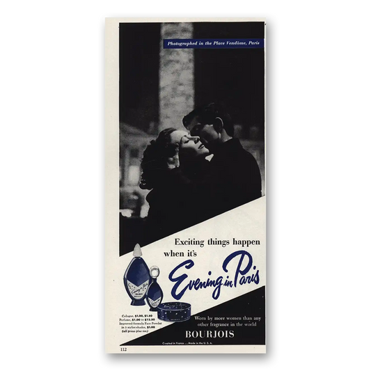 1953 Evening In Paris Perfume Exciting Things Happen Place Vendome Vintage Magazine Print Ad