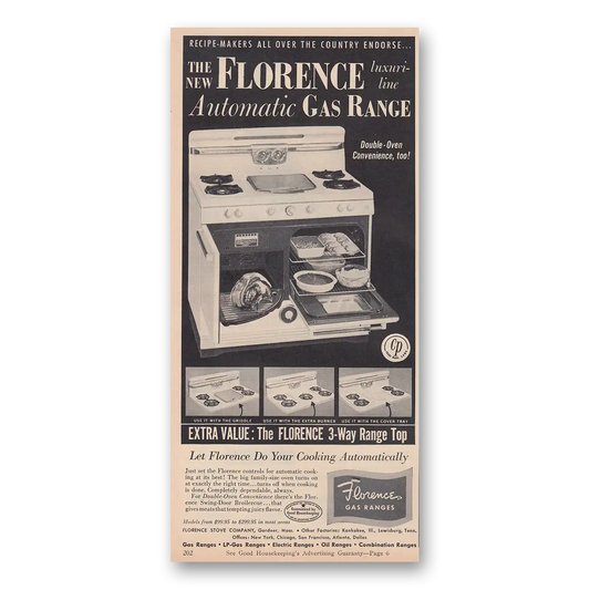 1953 Florence Gas Range Let Florence Do Your Cooking Automatically Vintage Magazine Print Ad