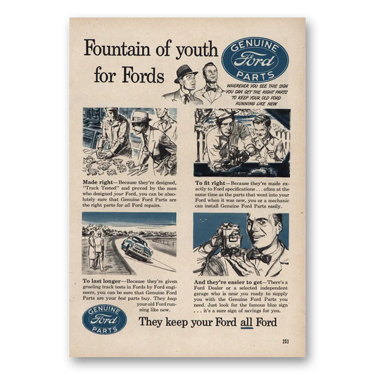 1953 Ford Fountain of Youth Vintage Magazine Print Ad