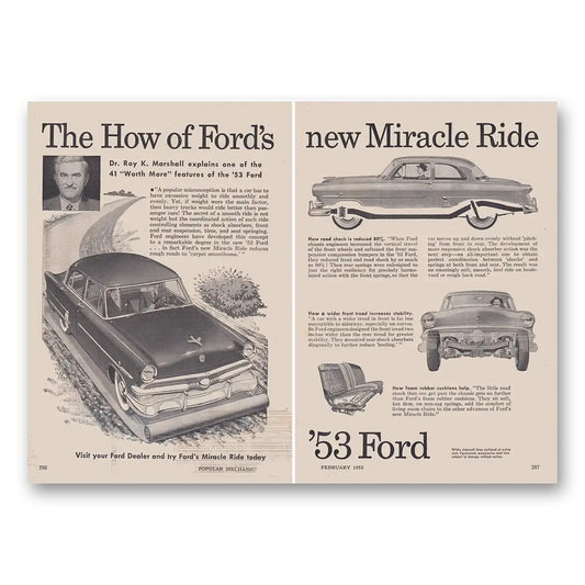 1953 Ford Miracle Ride Dr Roy K Marshall Vintage Magazine Print Ad