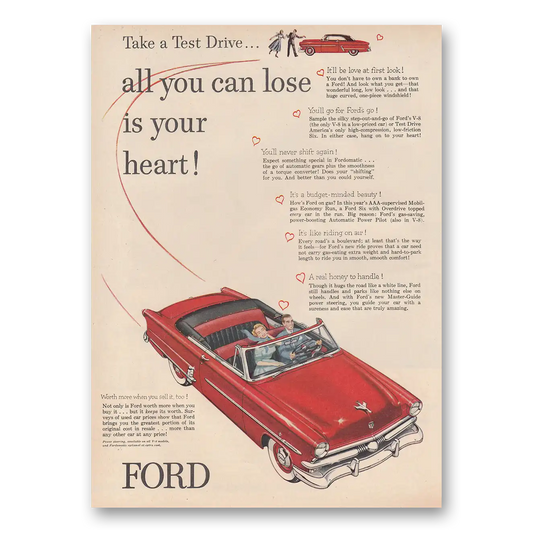 1953 Ford All You Can Lose Is Your Heart Vintage Magazine Print Ad