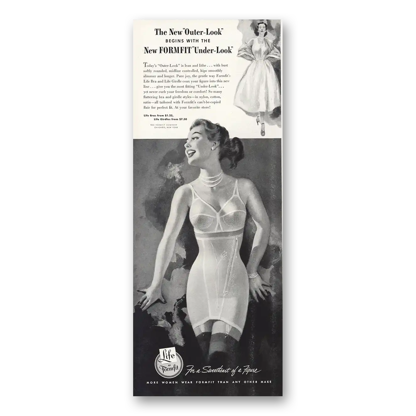 1953 Formfit Bra Girdle The New Outer Look Vintage Magazine Print Ad