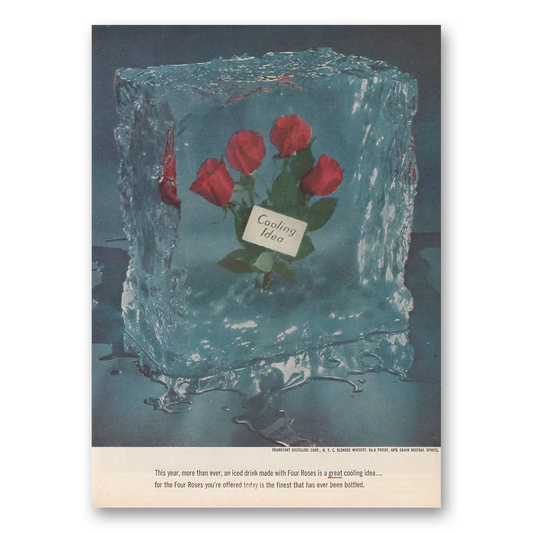 1953 Four Roses Cooling Idea Vintage Magazine Print Ad