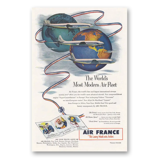 1953 Air France World's Most Modern Air Fleet Vintage Magazine Print Ad