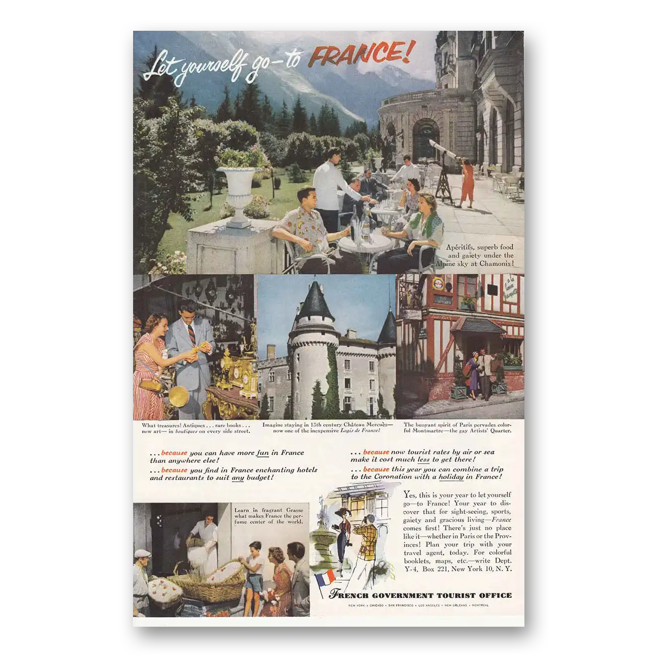 1953 France Alpine Sky Chamonix Vintage Magazine Print Ad