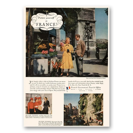 1953 France Picture Yourself In France Vintage Magazine Print Ad