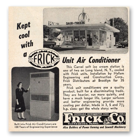 1953 Frick Air Conditioner Unit Air Conditioner Dari Freeze Vintage Magazine Print Ad