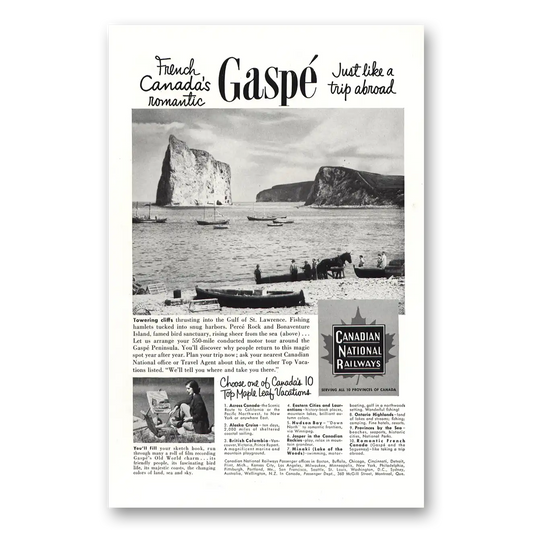 1953 Canadian National Railways Gaspe Vintage Magazine Print Ad