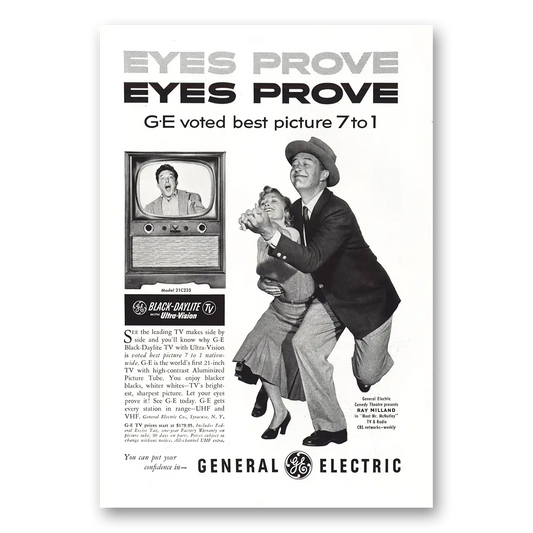 1953 General Electric Television Ray Milland Vintage Magazine Print Ad