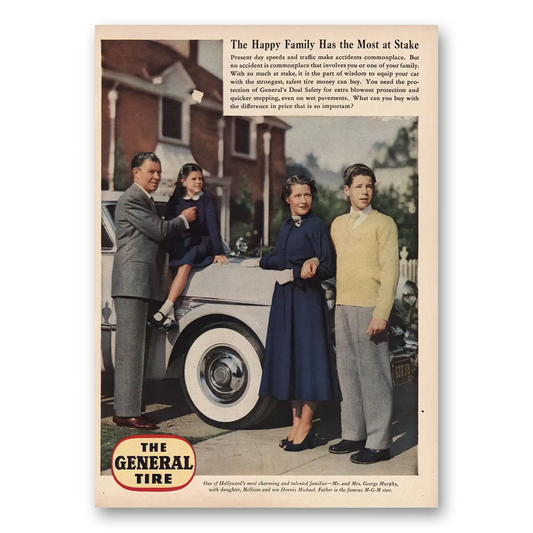 1953 General Tire Happy Family Vintage Magazine Print Ad