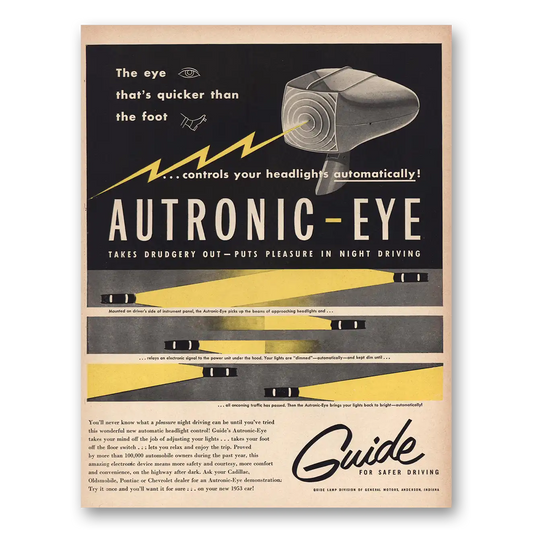 1953 General Motors Guide Lamp Autronic Eye Vintage Magazine Print Ad