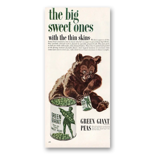 1953 Green Giant Sweet Peas Big Sweet Ones Vintage Magazine Print Ad