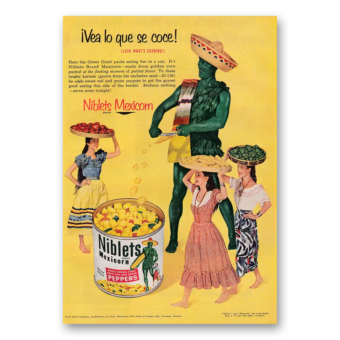 1953 Green Giant Mexicorn Vea Lo Que Se Coce Vintage Magazine Print Ad