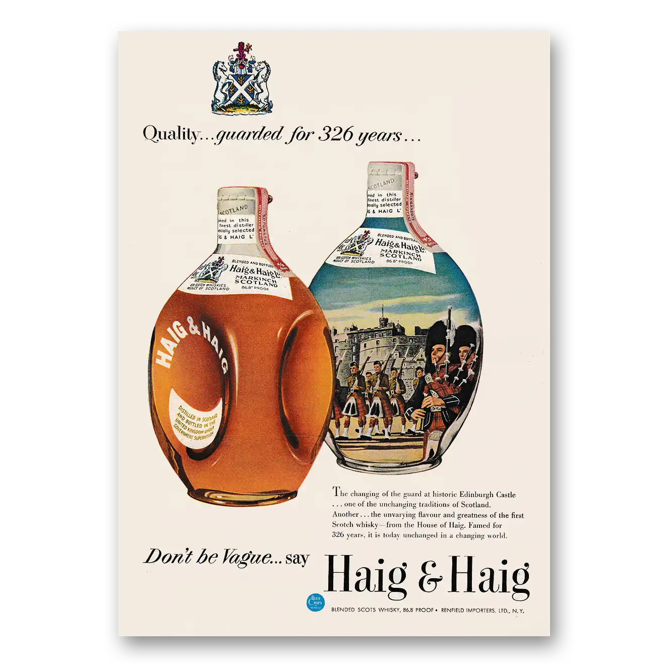 1953 Haig & Haig Guarded for 326 Years Vintage Magazine Print Ad