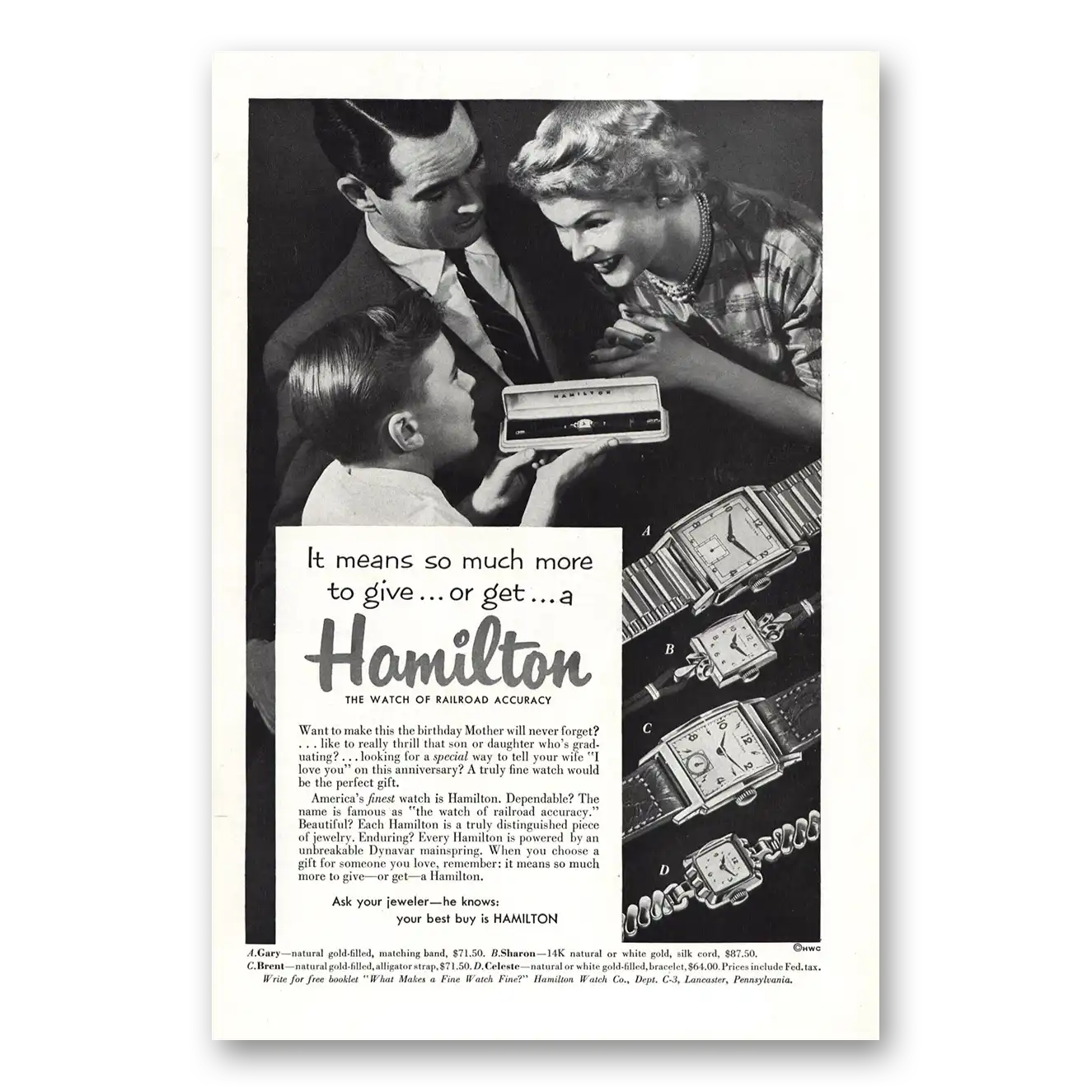 1953 Hamilton Watch Means So Much More Vintage Magazine Print Ad