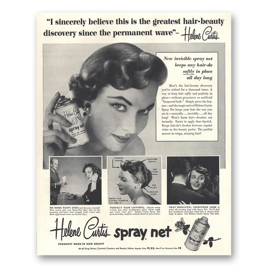 1953 Helene Curtis Spray Net Spray Net Greatest Hair Beauty Discovery Vintage Magazine Print Ad