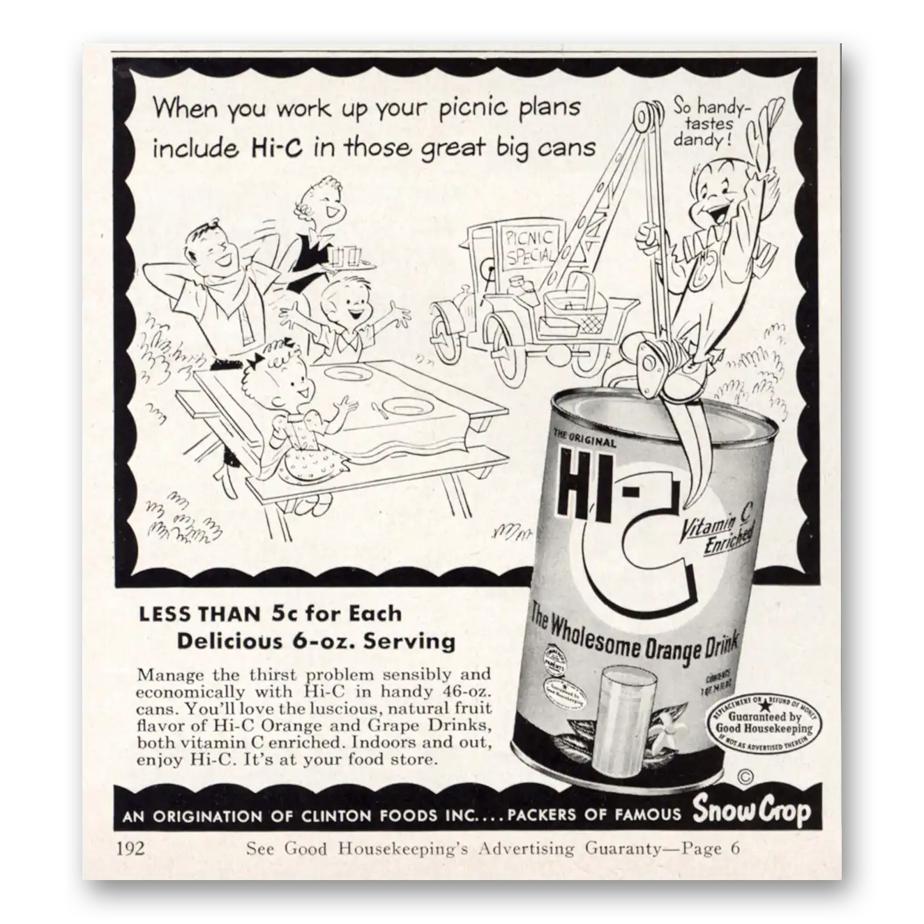 1953 Hi C When You Work Up Your Picnic Plans Vintage Magazine Print Ad