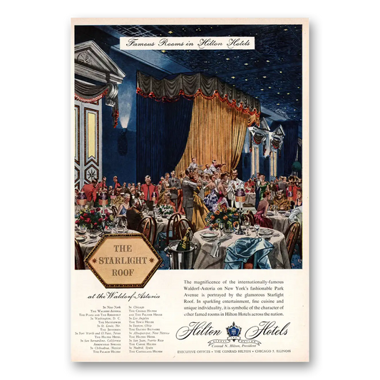 1953 Waldorf Astoria Starlight Roof Vintage Magazine Print Ad