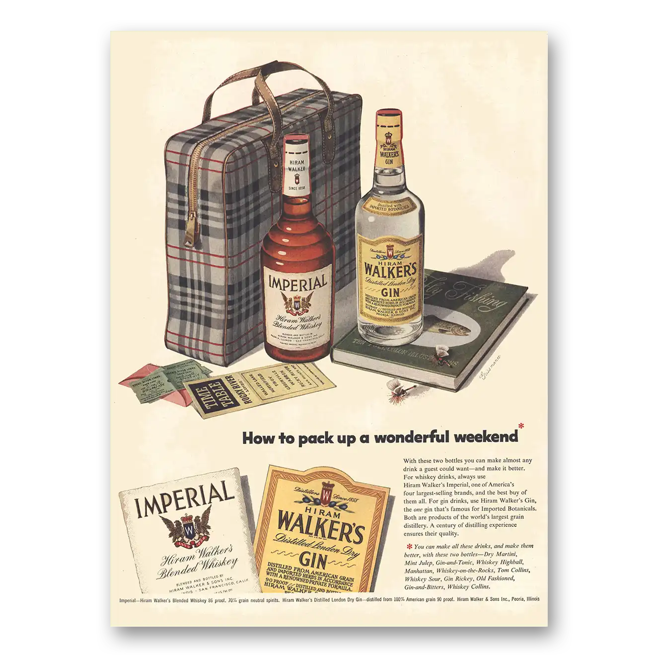 1953 Imperial Whiskey Pack Up a Wonderful Weekend Vintage Magazine Print Ad