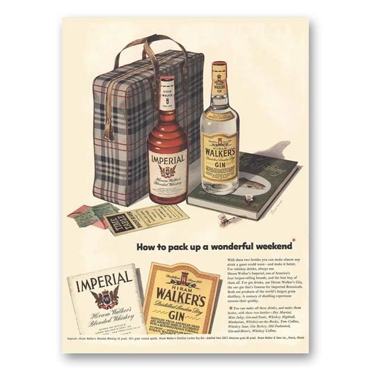 1953 Imperial Whiskey Pack Up a Wonderful Weekend Vintage Magazine Print Ad