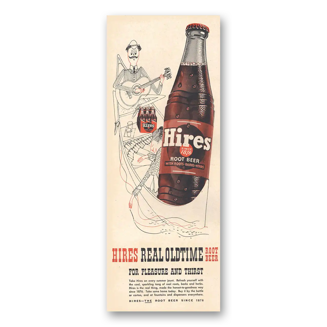 1953 Hires Root Beer Real Oldtime Vintage Magazine Print Ad