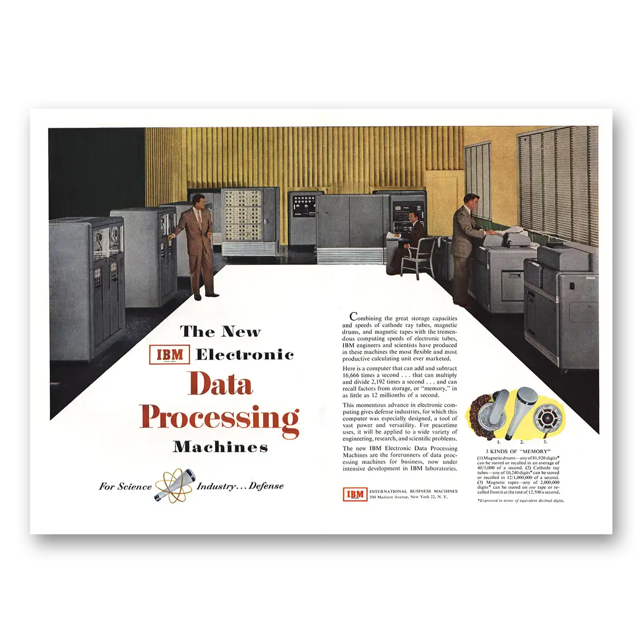 1953 IBM Computers Electronic Data Processing Machines Vintage Magazine Print Ad