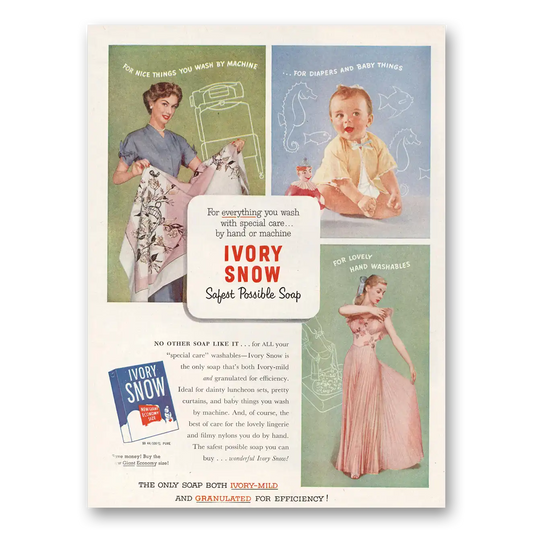 1953 Ivory Snow For Nice Things You Wash Vintage Magazine Print Ad