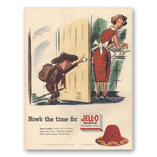 1953 Jell-O Nows the Time Scouts Honor Vintage Magazine Print Ad