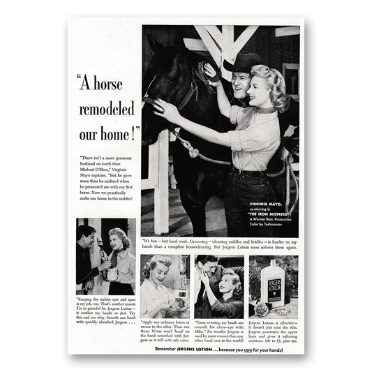 1953 Jergens Lotion Horse Remodeled Our Home Virginia Mayo Vintage Magazine Print Ad