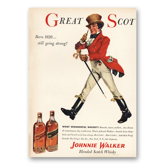 1953 Johnnie Walker Great Scot Born 1820 Vintage Magazine Print Ad