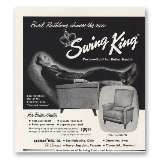 1953 Swing King Chair Posture Built Vintage Magazine Print Ad