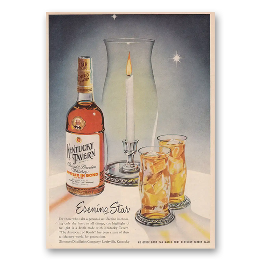 1953 Kentucky Tavern Whiskey Evening Star Vintage Magazine Print Ad