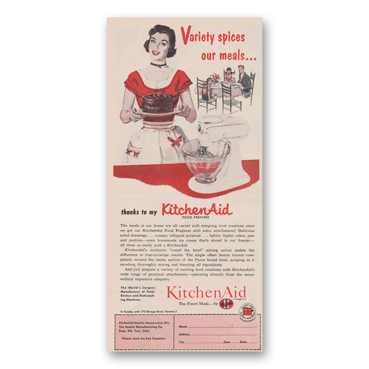 1953 KitchenAid Mixer Variety Spices Our Meals Vintage Magazine Print Ad