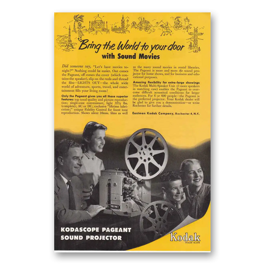 1953 Kodak Projector Bring the World to Your Door Vintage Magazine Print Ad