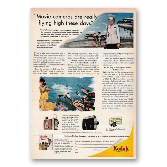 1953 Kodak Movie Camera Really Flying High These Days Vintage Magazine Print Ad