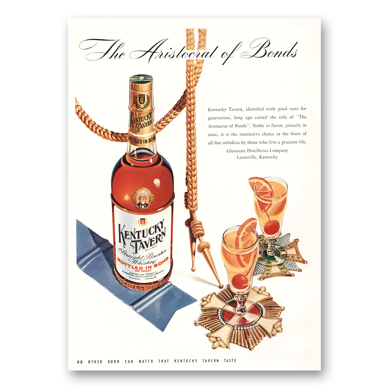 1953 Kentucky Tavern Whiskey Identified With Good Taste Vintage Magazine Print Ad