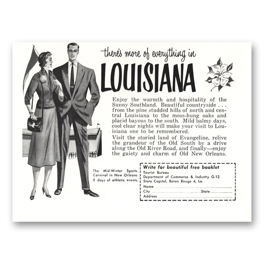 1953 Louisiana More of Everything Vintage Magazine Print Ad