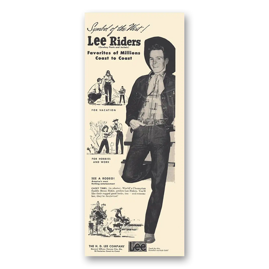 1953 Lee Rider Jeans Favorites of Millions Coast to Coast Vintage Magazine Print Ad